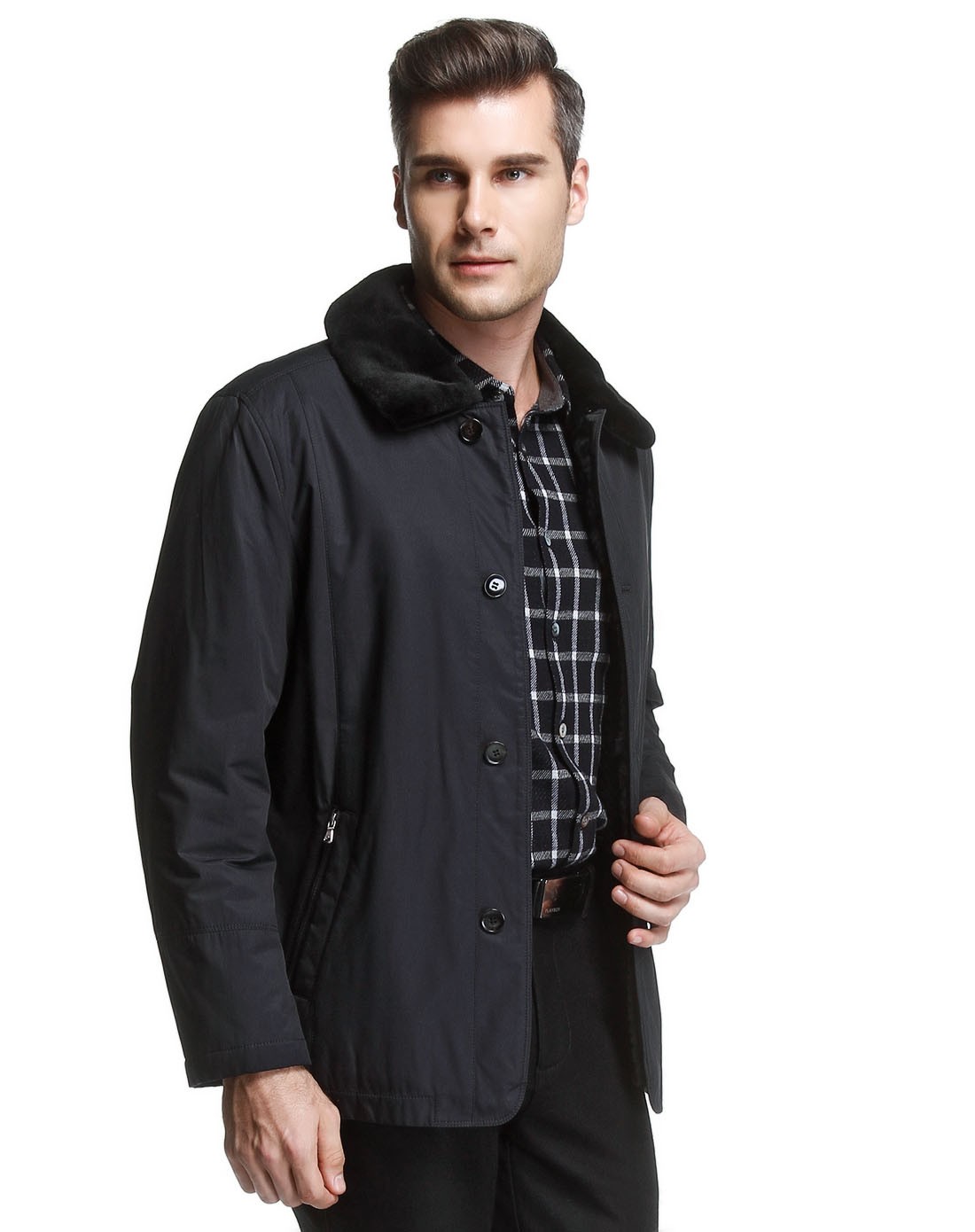 路卡迪龙&莱克代尔男装混合专场-莱克代尔深蓝色兔毛皮内胆尼克服