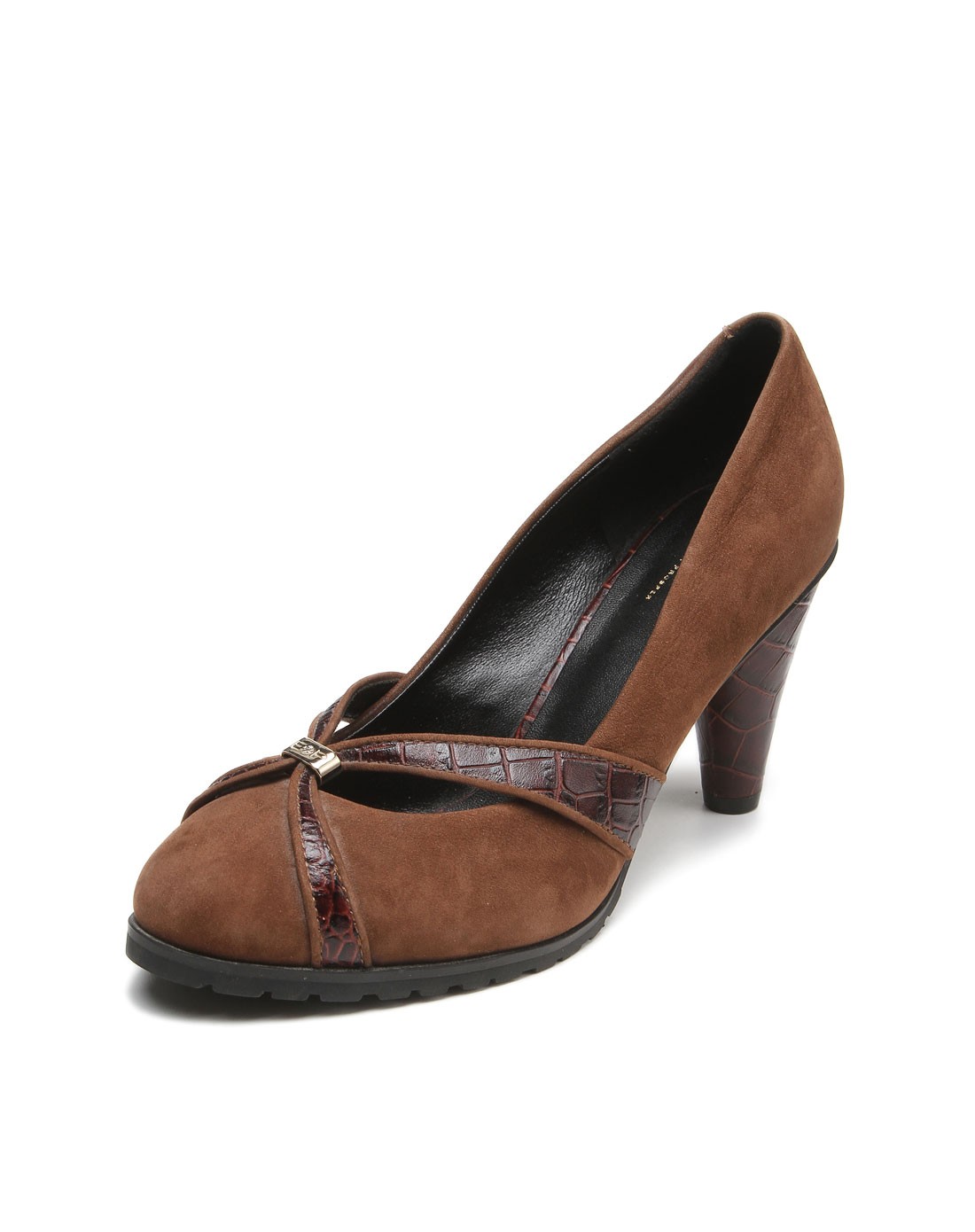 雅莹ep咖啡色时尚淑女风格高跟鞋