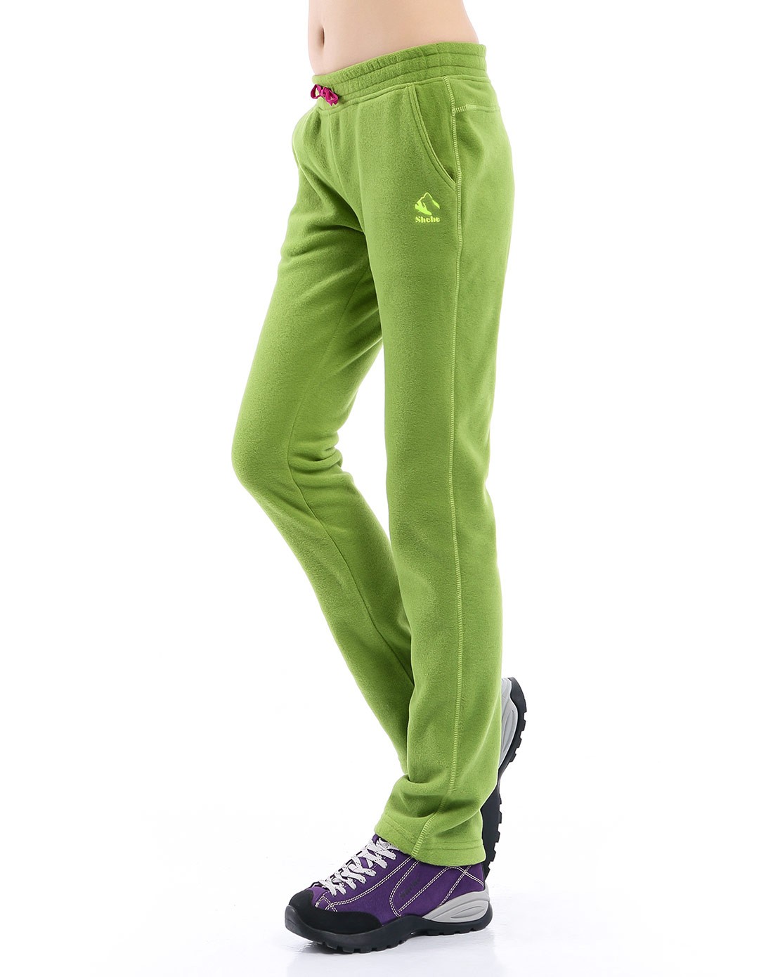 极星shehe 女款青绿色毛绒长裤 柔软舒适