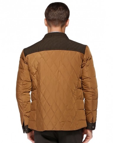 驼棕色时尚个性长袖羽绒服