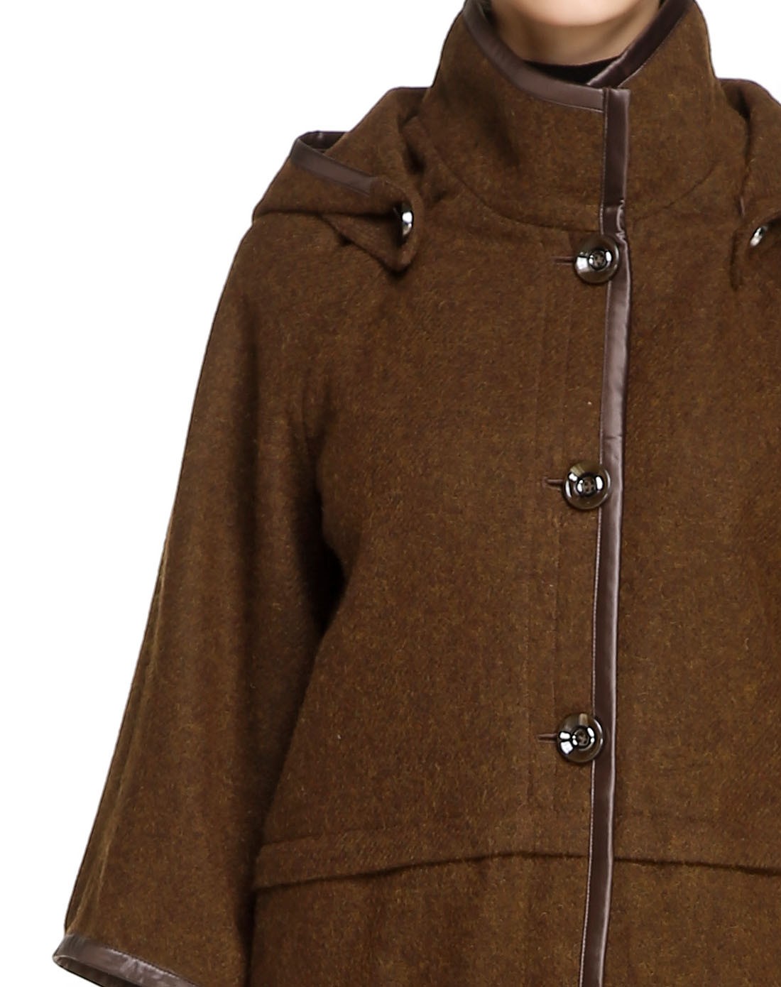 绿啡色时尚独特九分袖外套