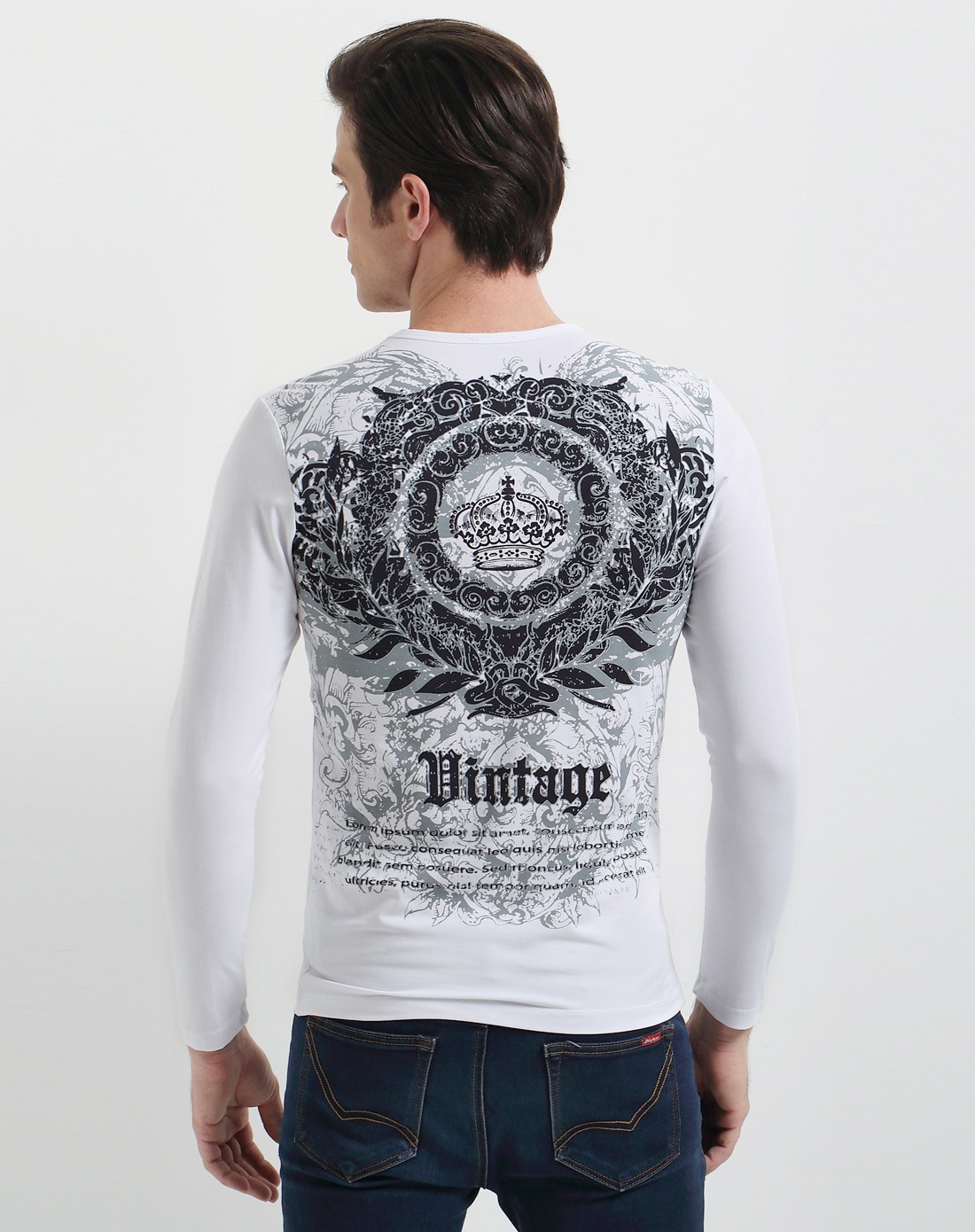 玛萨玛索masa maso白色字母舒适莫代尔棉长袖t恤1115963_唯品会