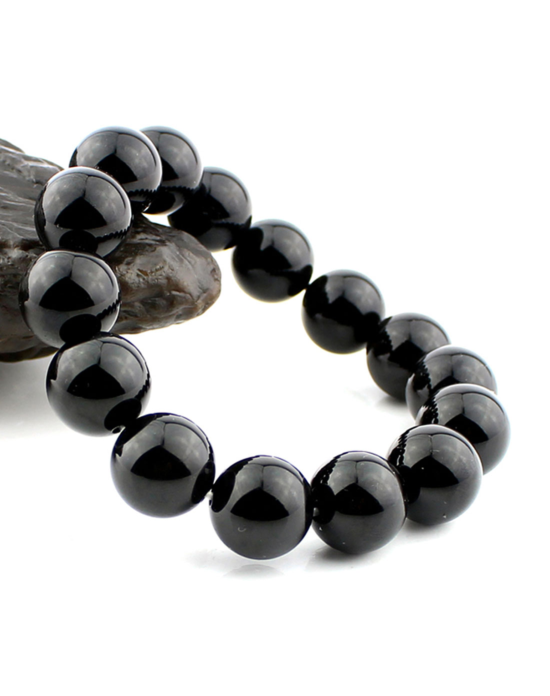 一生一石o-stone饰品专场-男款黑色3a级巴西黑玛瑙手链14mm