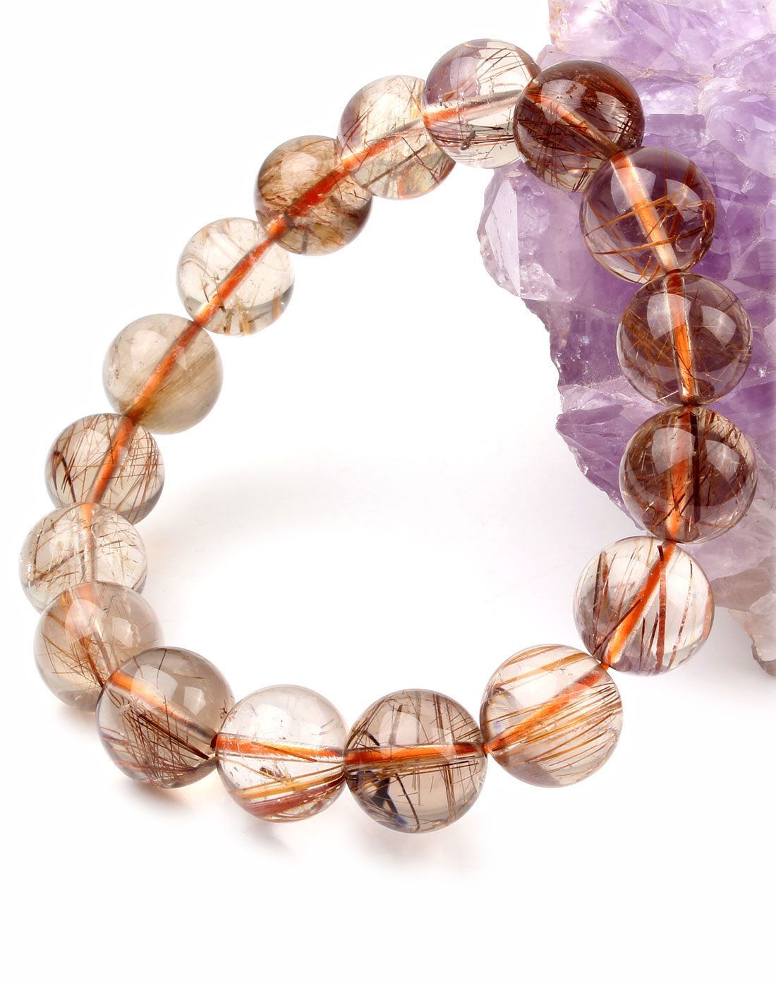 精选天然发晶手链0146