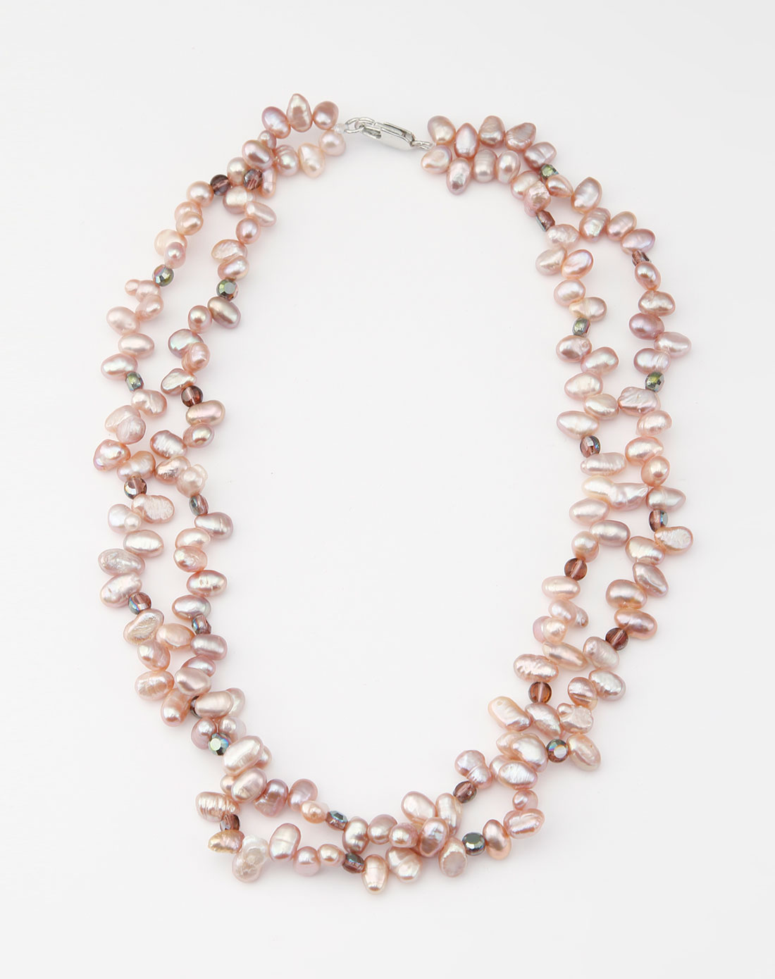 女款粉紫色奢华双层珍珠项链