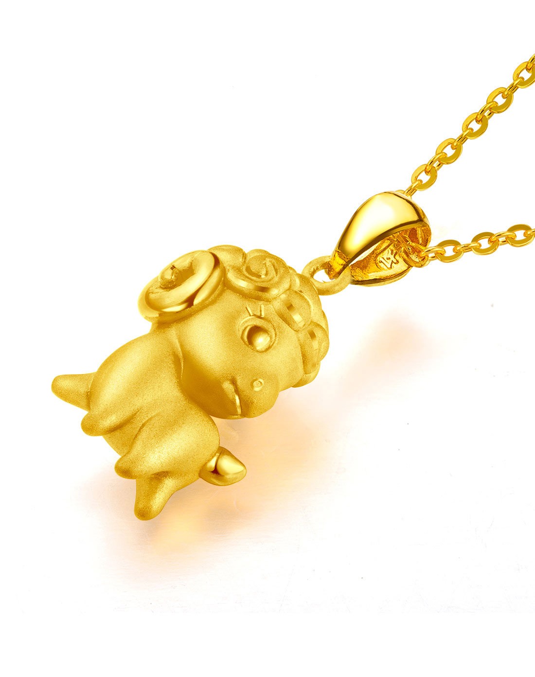 足金立体生肖羊乐乐黄金吊坠