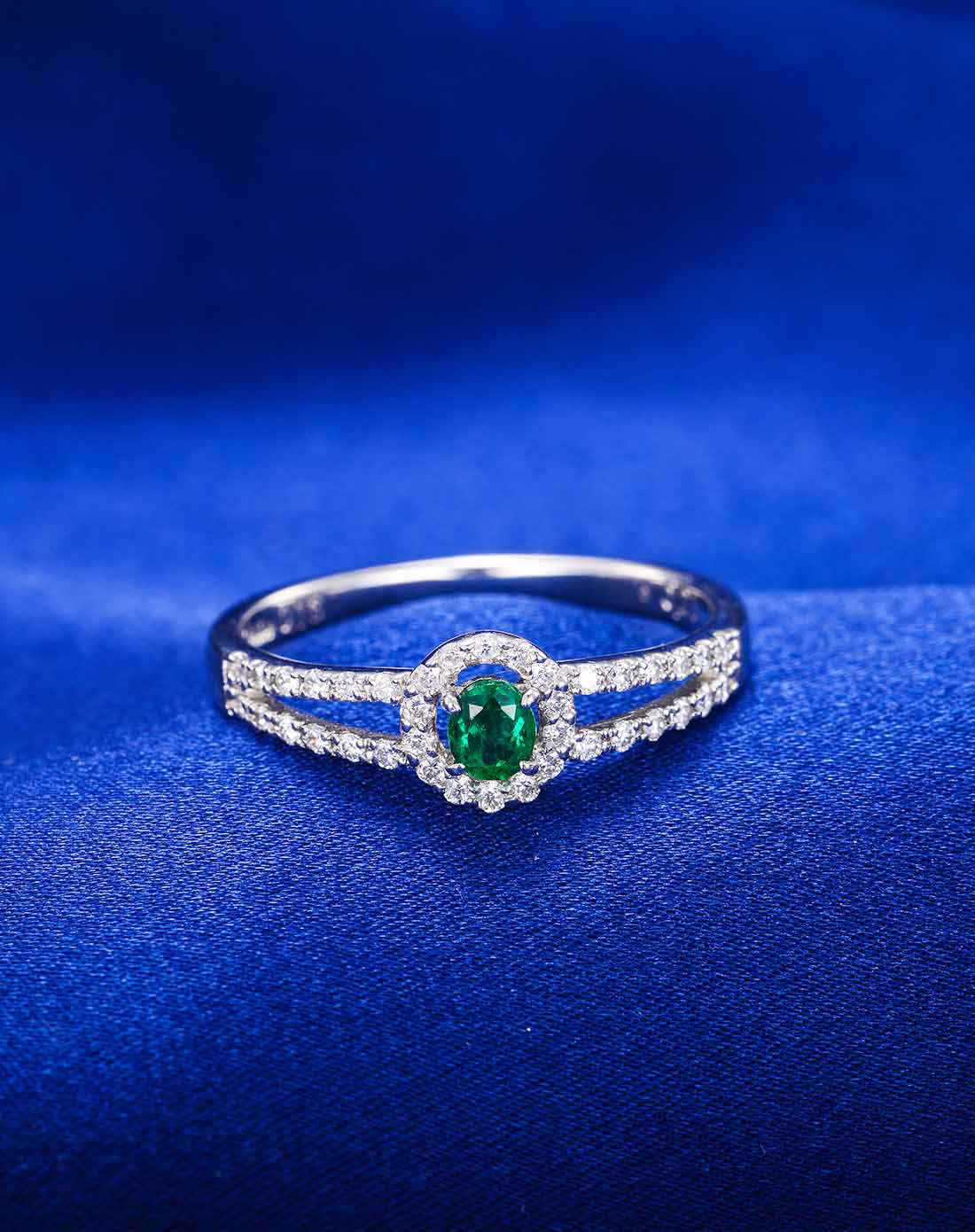 铂pt900祖母绿女戒