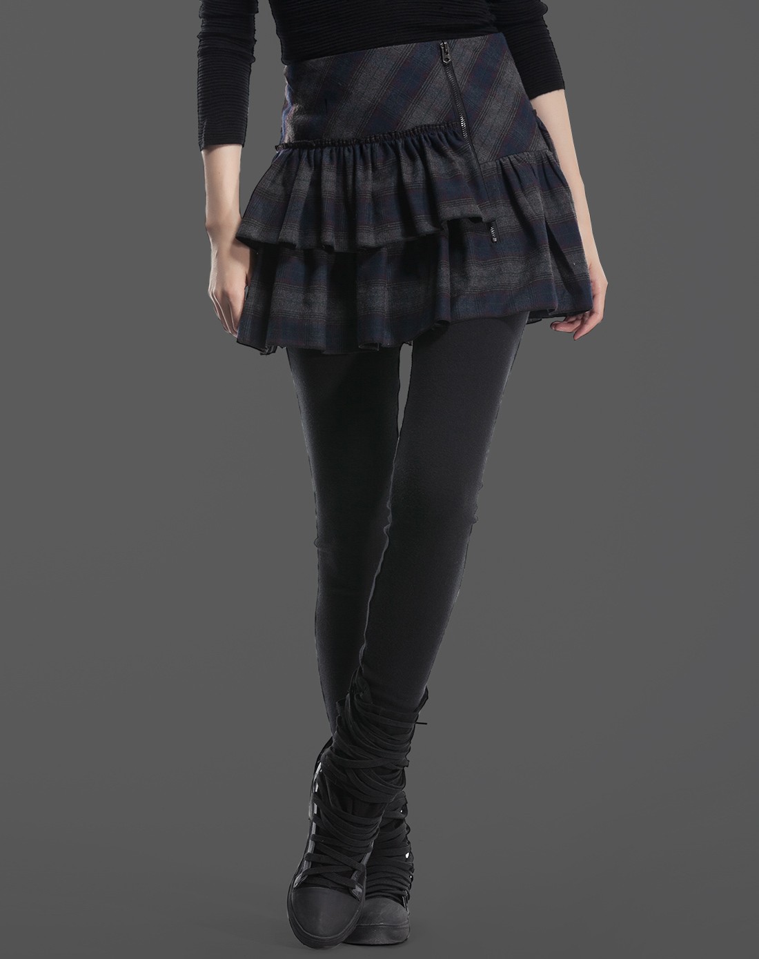 灰蓝紫错落感俏皮半裙