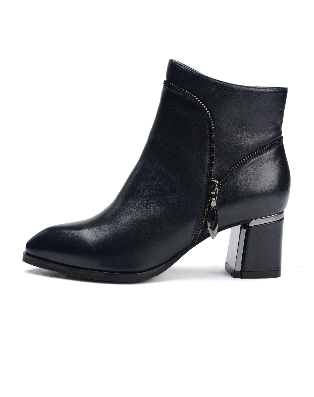 富贵鸟fu gui niao女鞋专场-2014新款首发宝蓝色牛皮时尚中跟女靴