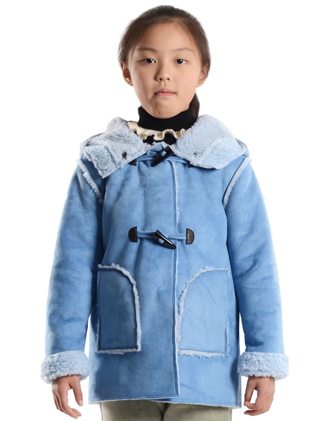 儿童棉服特惠专场-帕菲帕贝 女童浅蓝色加绒外套