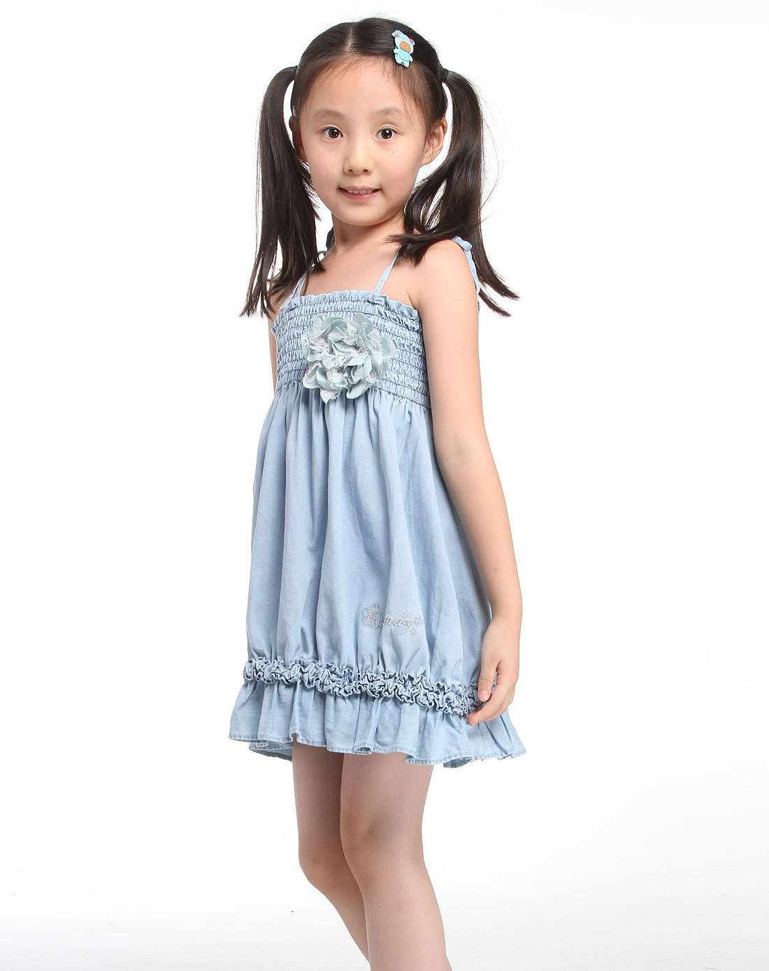 小猪班纳pepco男女童丹迪 女童浅蓝牛仔牛仔吊带裙6222120154009_唯品