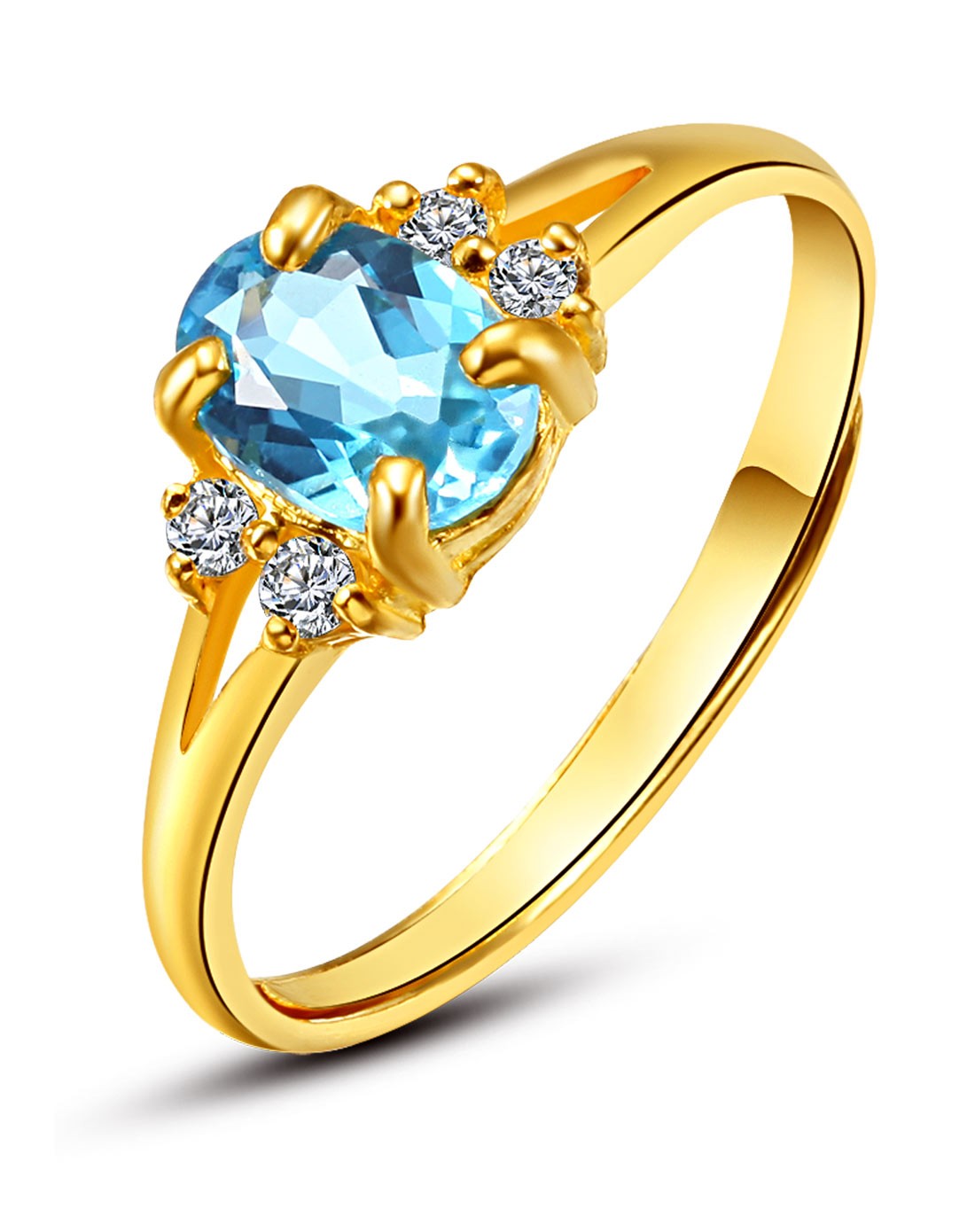 张万福zwf珠宝专场-海洋之心 张万福天然托帕石千足金戒指