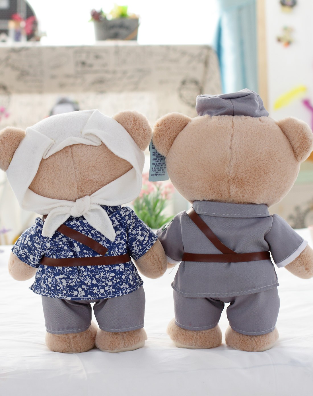 情侣八路军泰迪熊一对-35cm