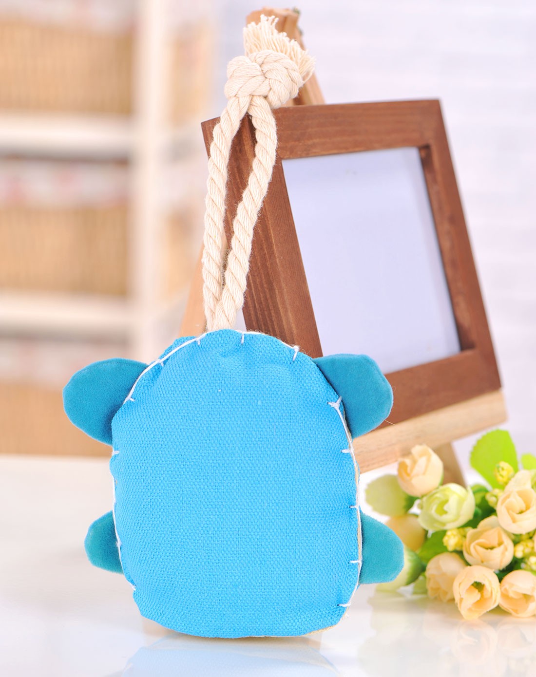 韩国house sense家居用品专场蓝色卡通小熊手工布艺抽拉式钥匙扣hs28