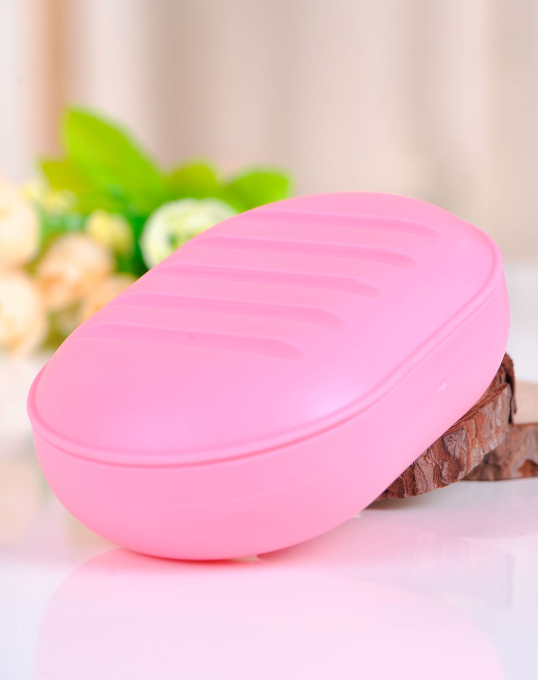 > 粉色炫彩创意时尚旅行便携带盖肥皂盒2个入