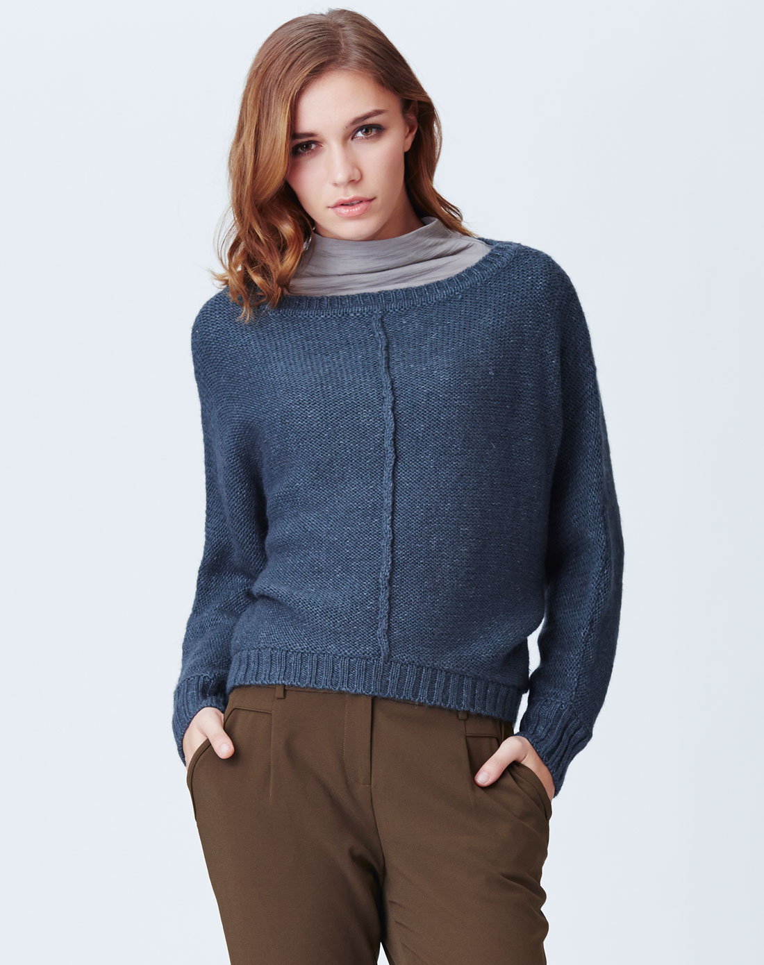 settesante灰色混纺针织衫stf5l-11008_唯品会