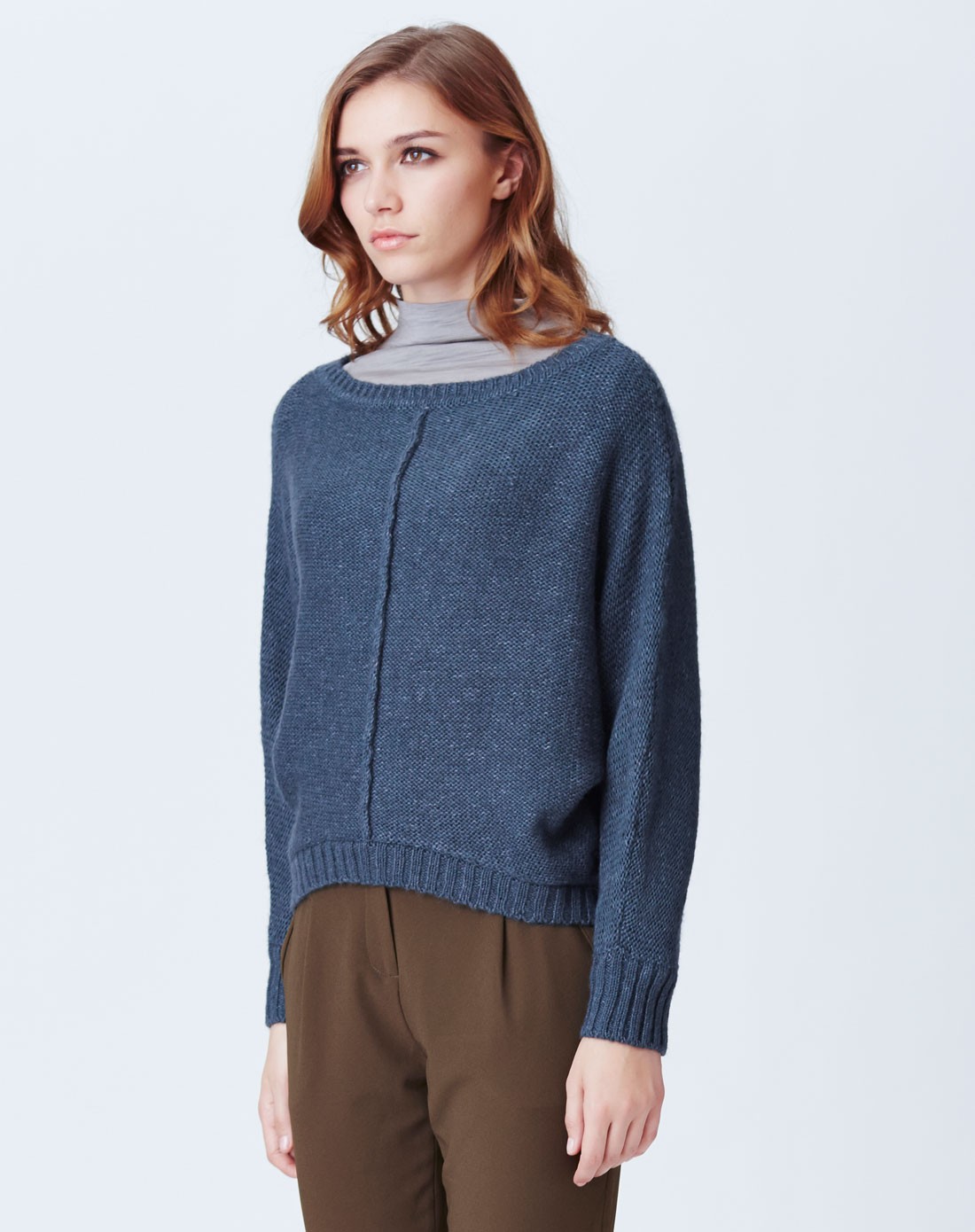 settesante灰色混纺针织衫stf5l-11008_唯品会