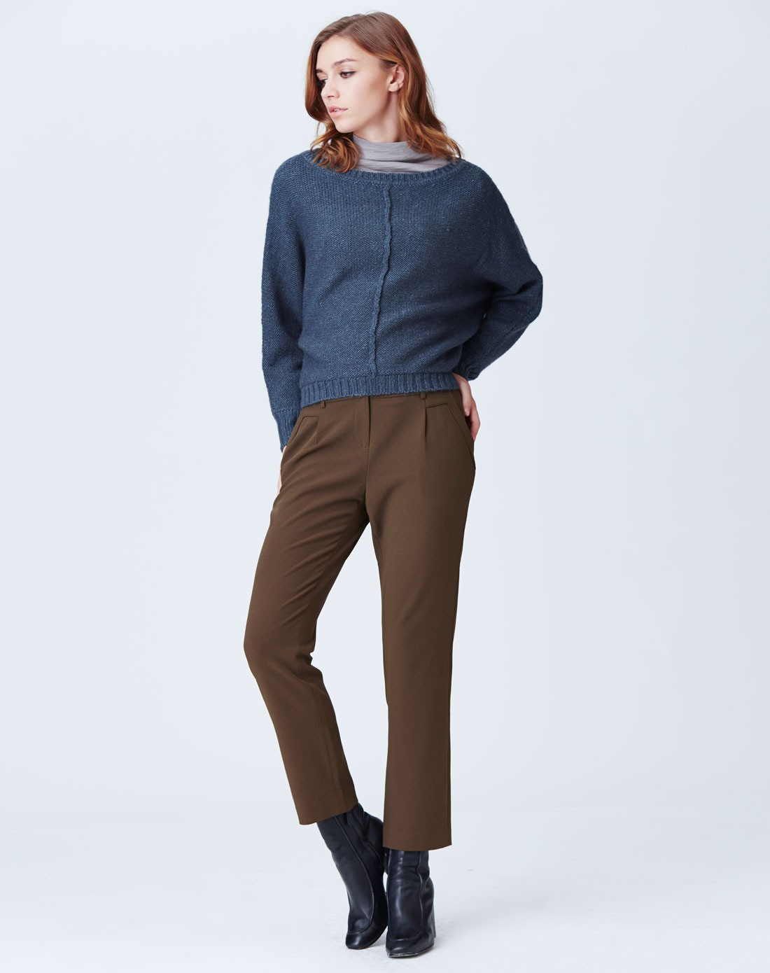 settesante灰色混纺针织衫stf5l-11008_唯品会