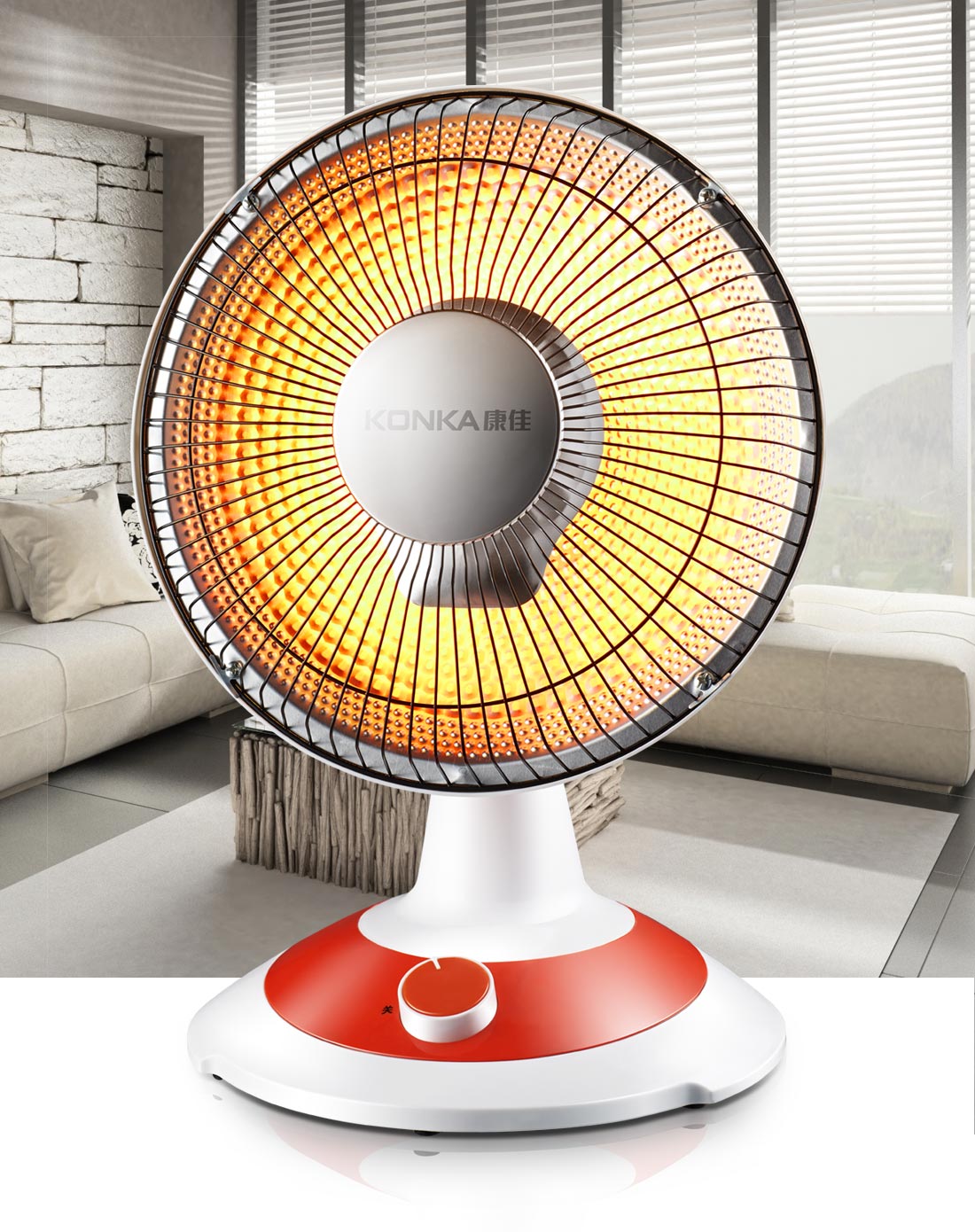 > 台式小太阳取暖器即开即热,俯仰可调