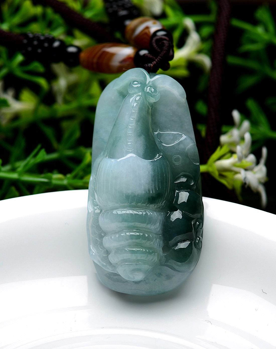 特色冰糯种飘花扭转乾坤吊坠a货翡翠(附权威证书)