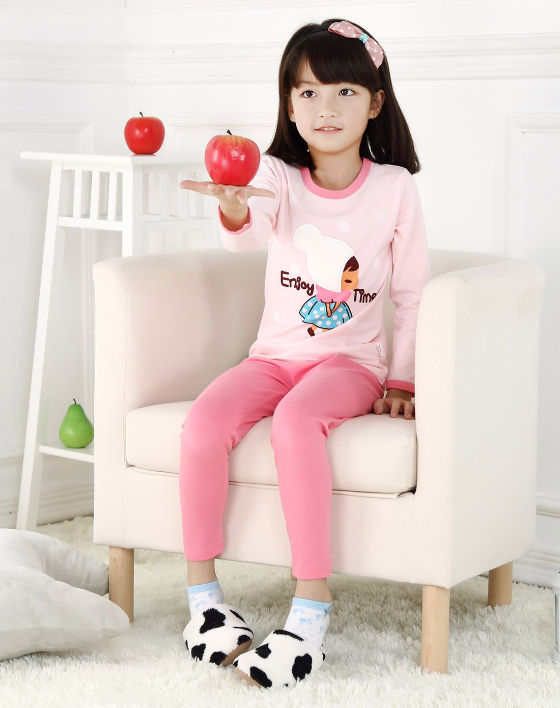 瑁恩瑁爱mnmo儿童内衣专场-(中童)女款浅粉萌系内衣套装