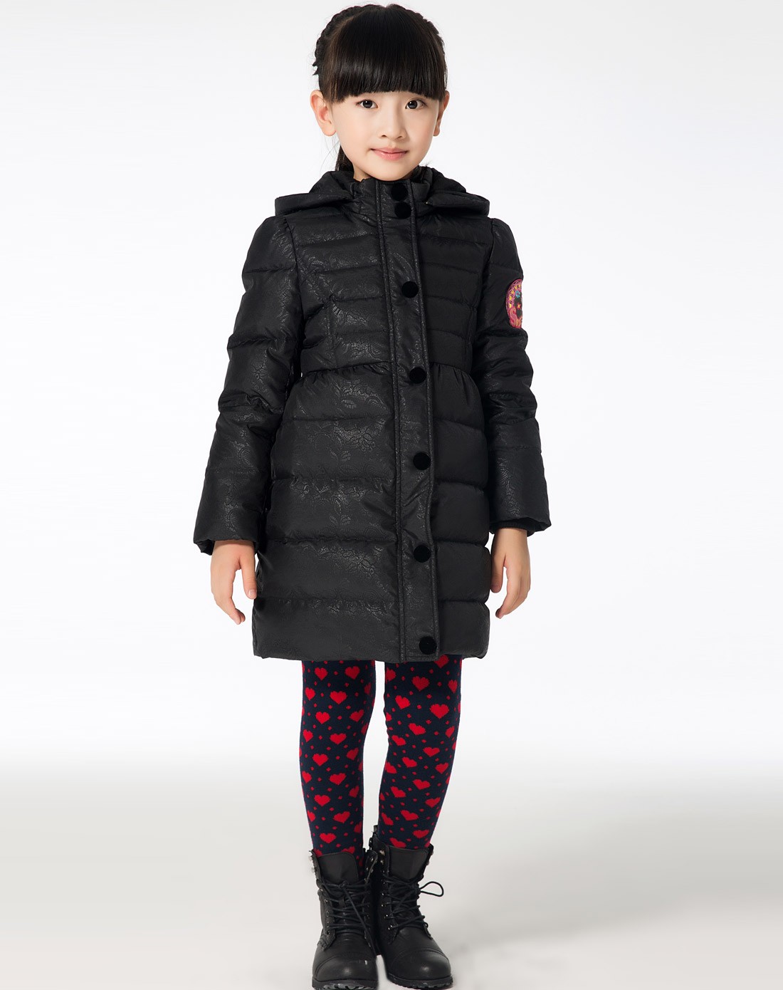 史努比snoopy 女童黑色羽绒服