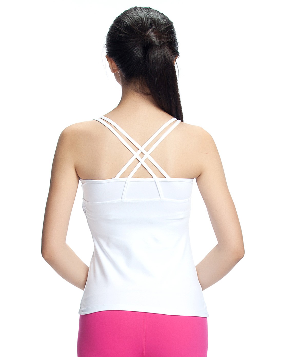 安又奇女款瑜伽服饰用品专场-女款白色背心 双吊带后背交叉