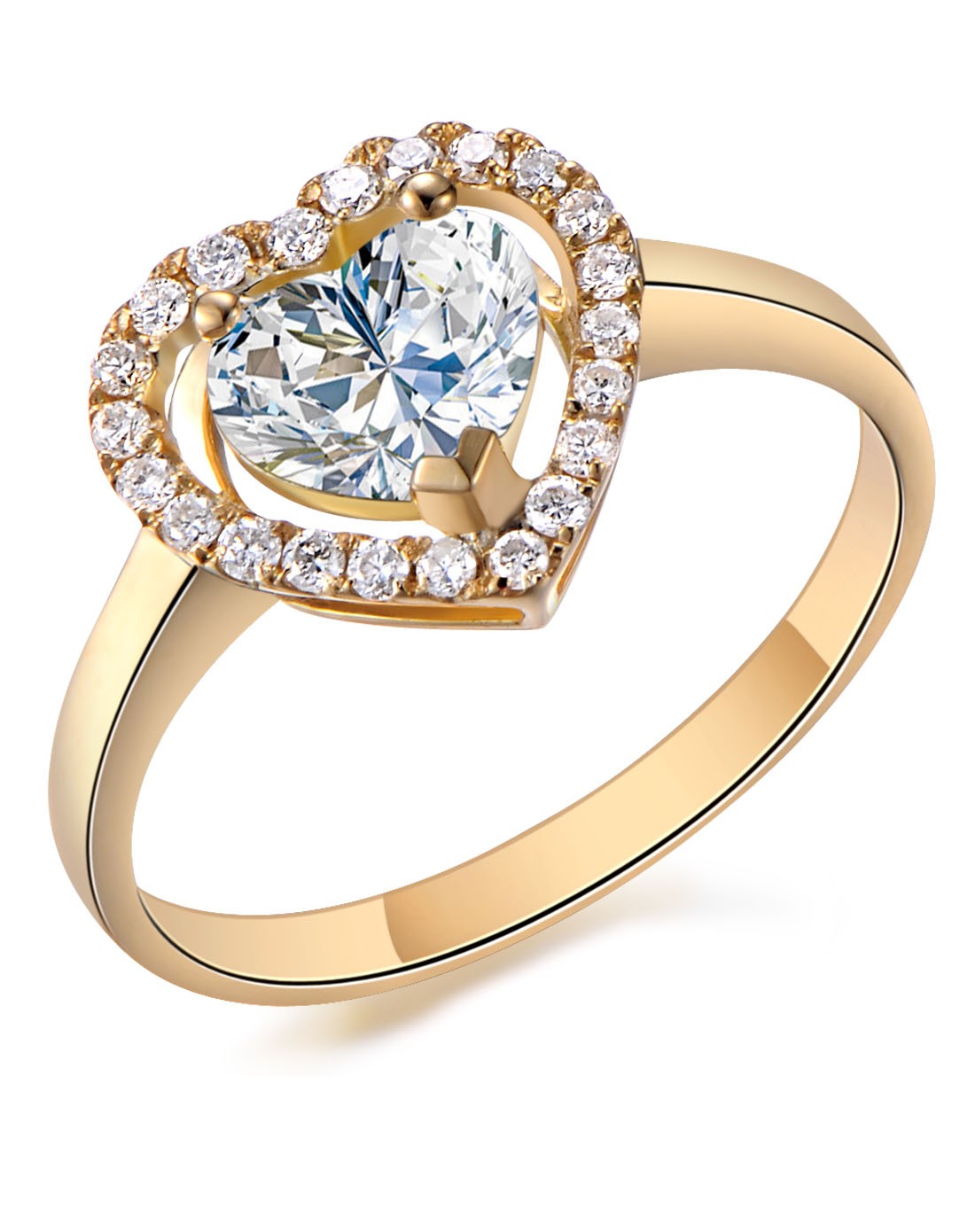 18k玫瑰金1克拉心形fg色钻石女戒