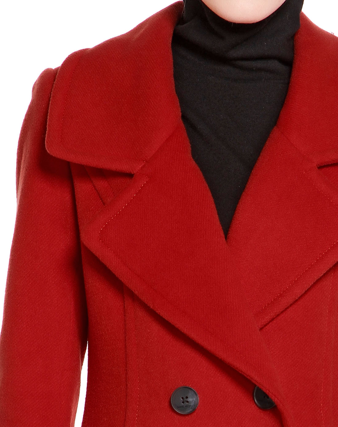 修身深橘红色时尚大气长款长袖大衣