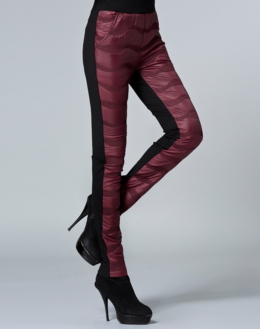 黑红色气质百搭修身棉裤