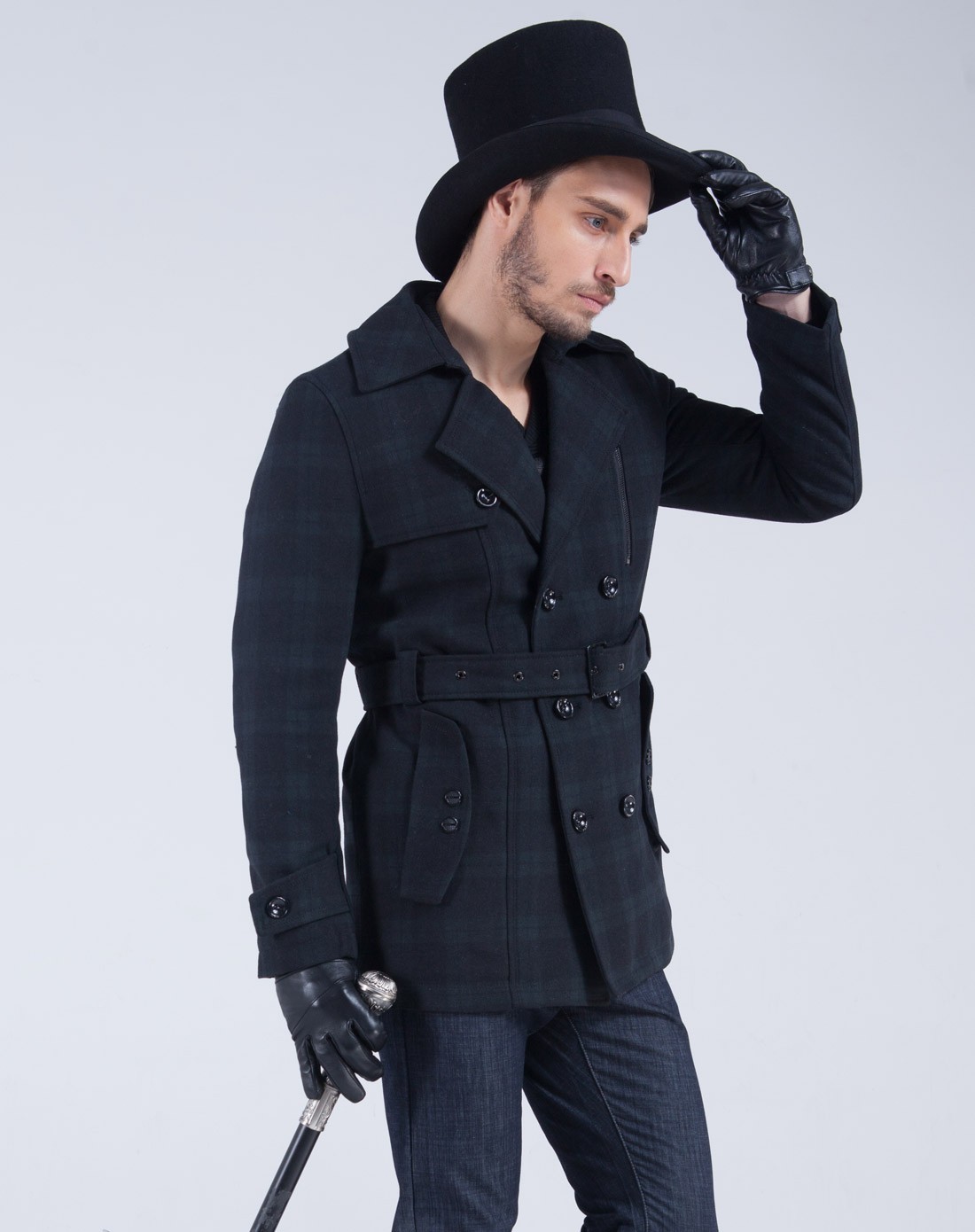 男士黑色休闲风衣