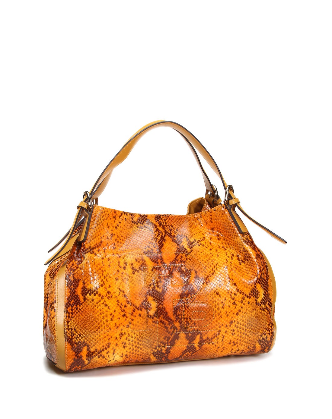 女款橙色经典蛇纹单肩包