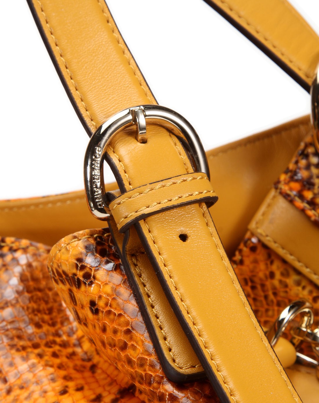 女款橙色经典蛇纹单肩包