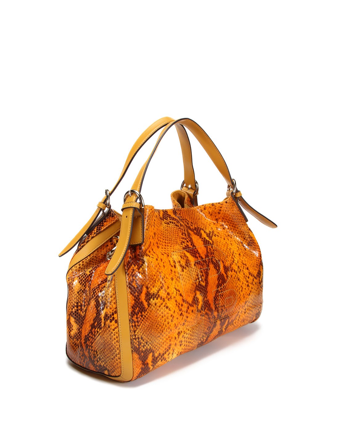 女款橙色经典蛇纹单肩包