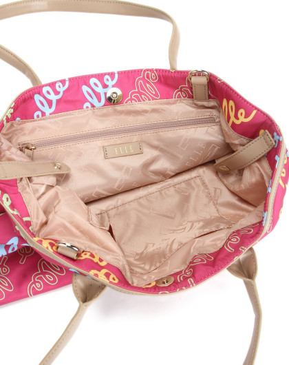 elle草书logo手提女包