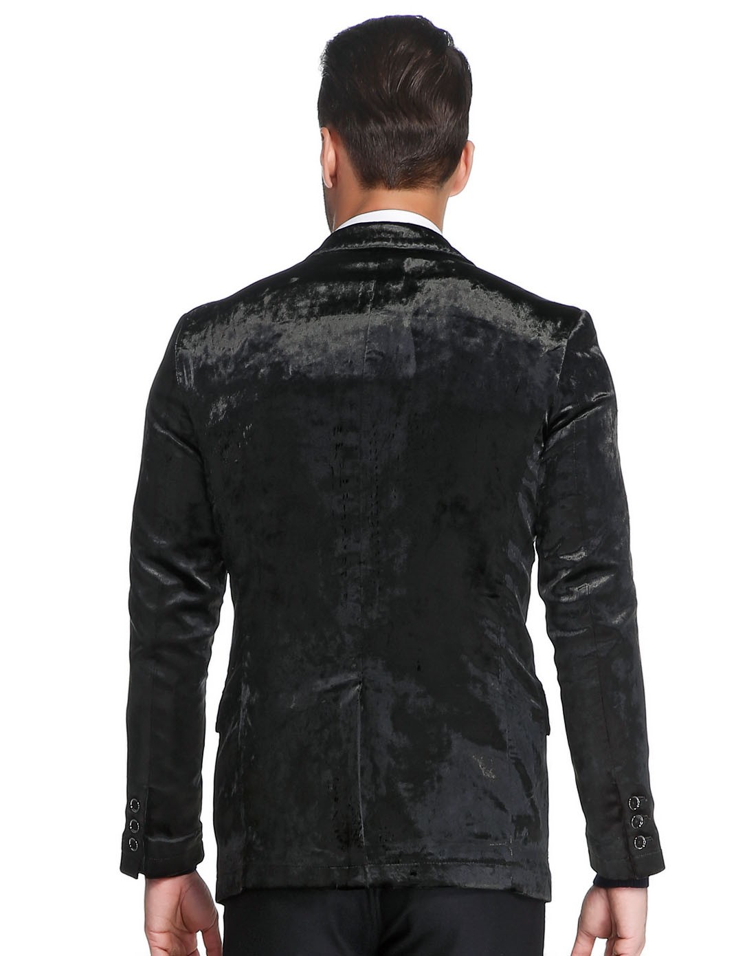 绿黑色复古时尚绒面长袖西服