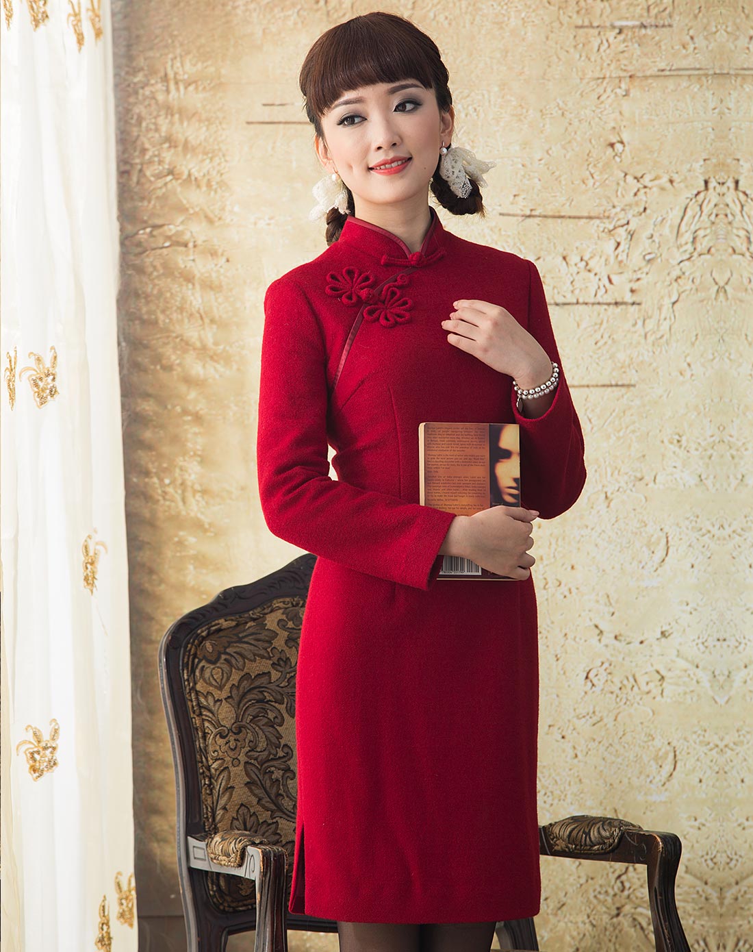 兰凝长袖旗袍裙