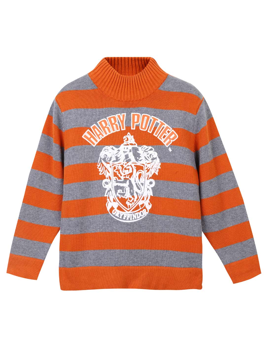 哈利波特harrypotter男女童装混合专场-男童橙灰条圆领针织衫