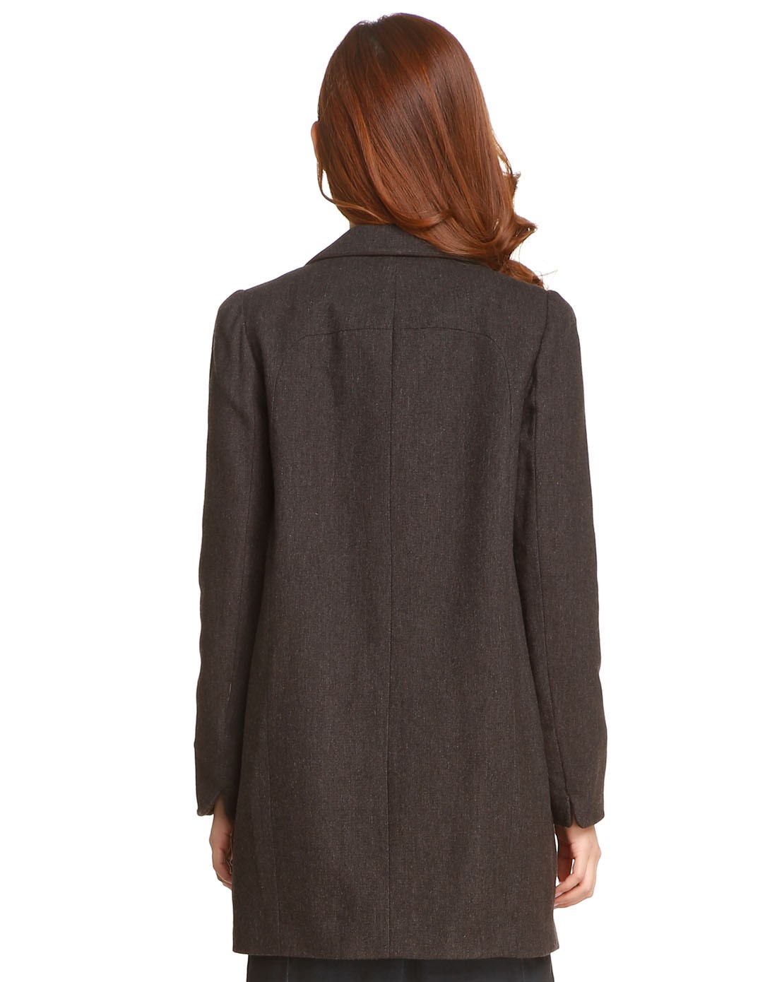 深灰棕色成熟个性长袖大衣
