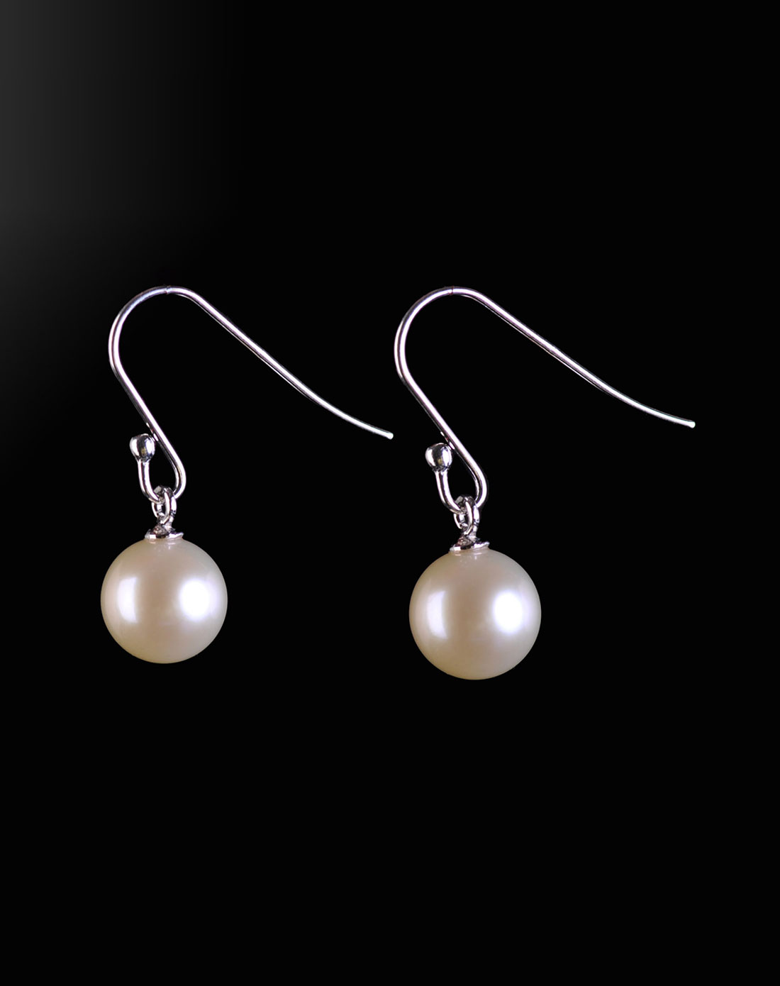 女款925银钩白色天然淡水珍珠耳环