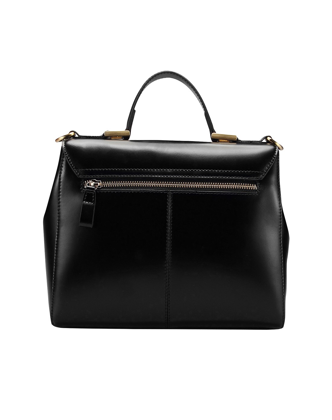 莱尔斯丹 专柜同款黑色时尚拼接锁扣两用女包