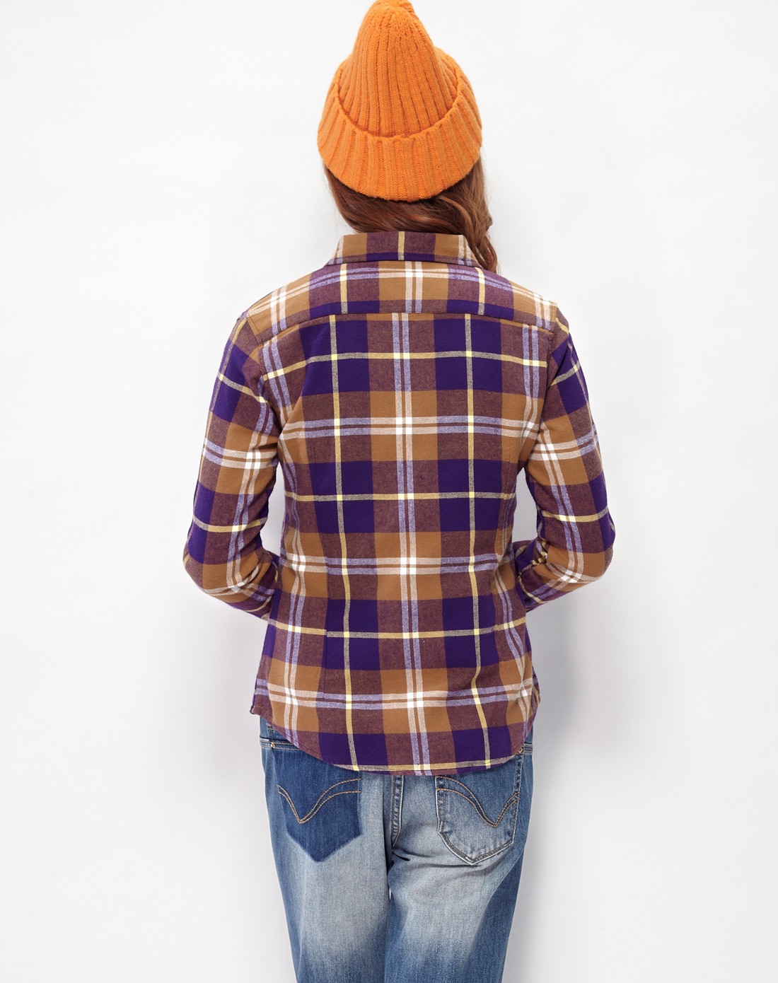 女款蓝紫格子基本衬衫