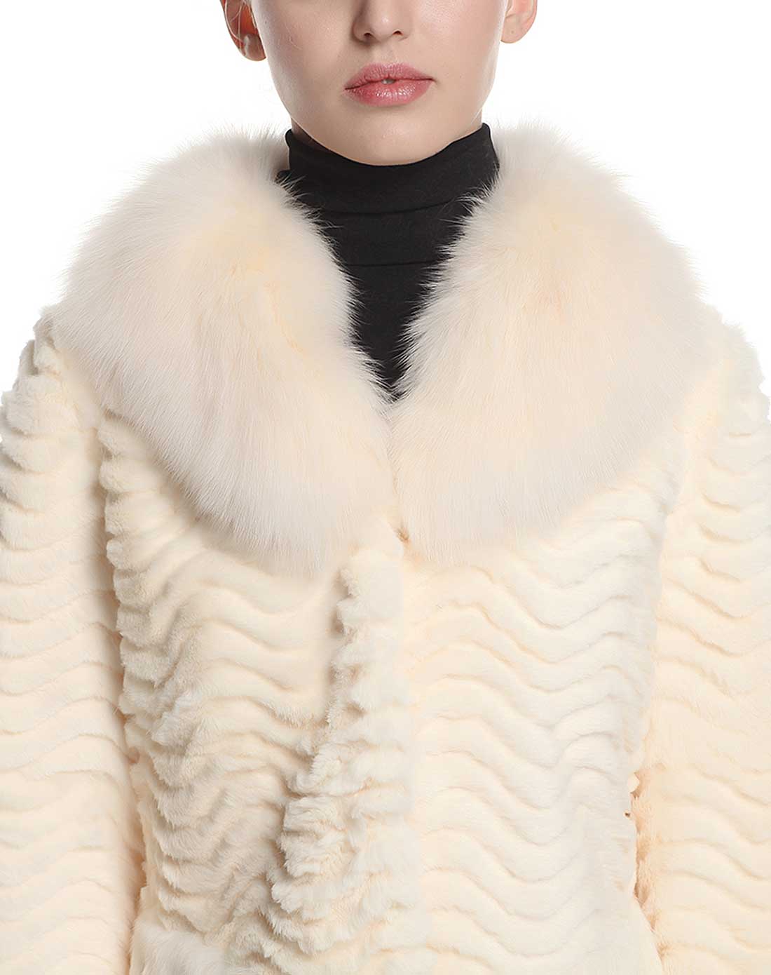 白色淑女兔毛皮草