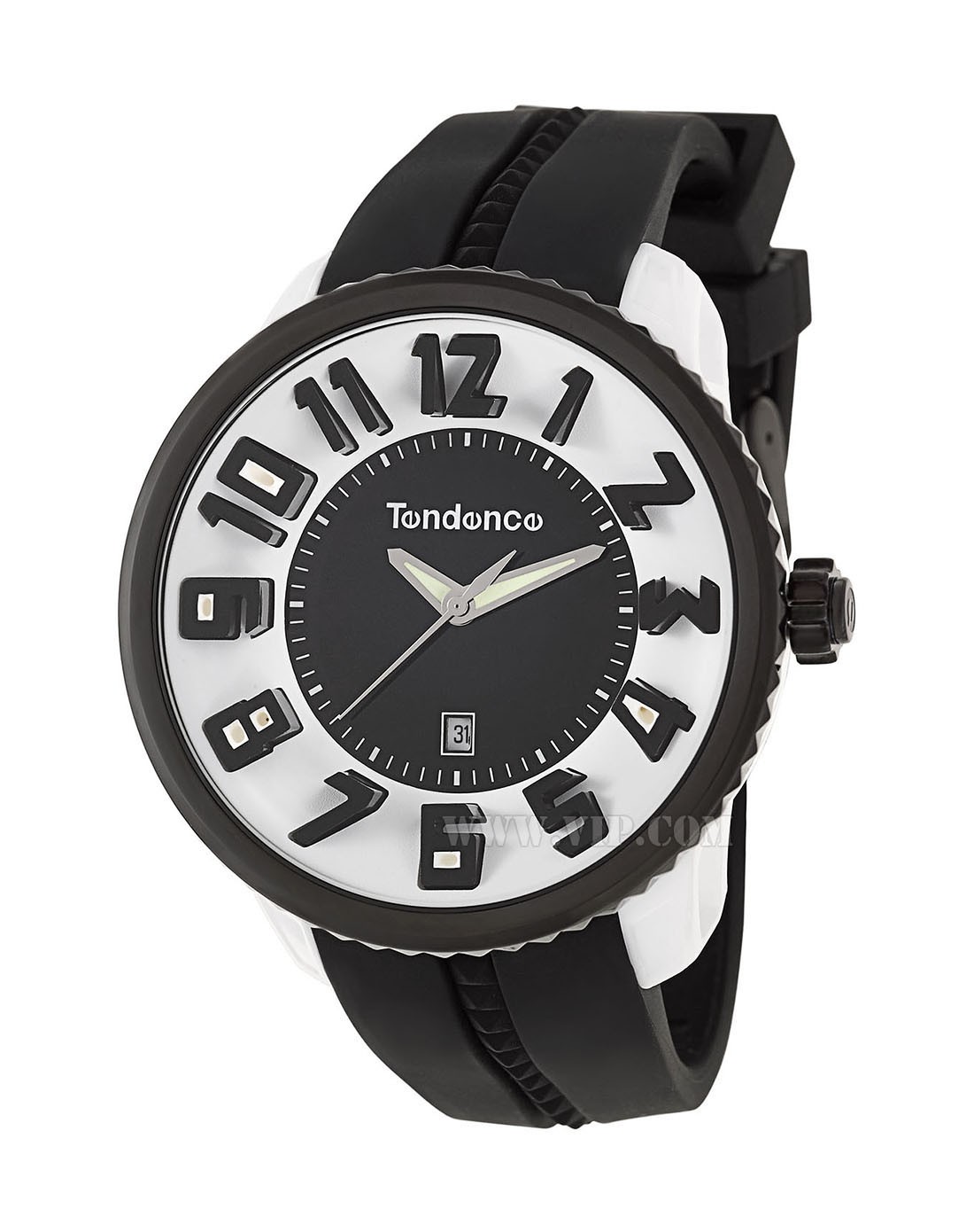 tendence手表专场 > 时尚黑白表盘硅胶表带石英表  &yen; &yen; 运费