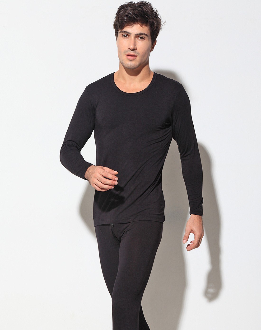 男士黑色木代尔塑身内衣套装