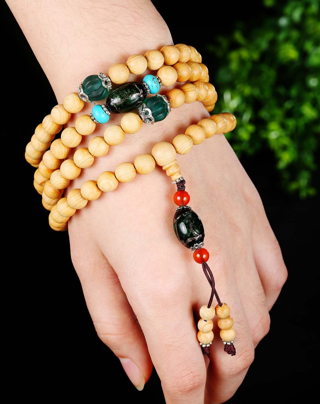 天然崖柏串珠手链108颗8mm 民族风