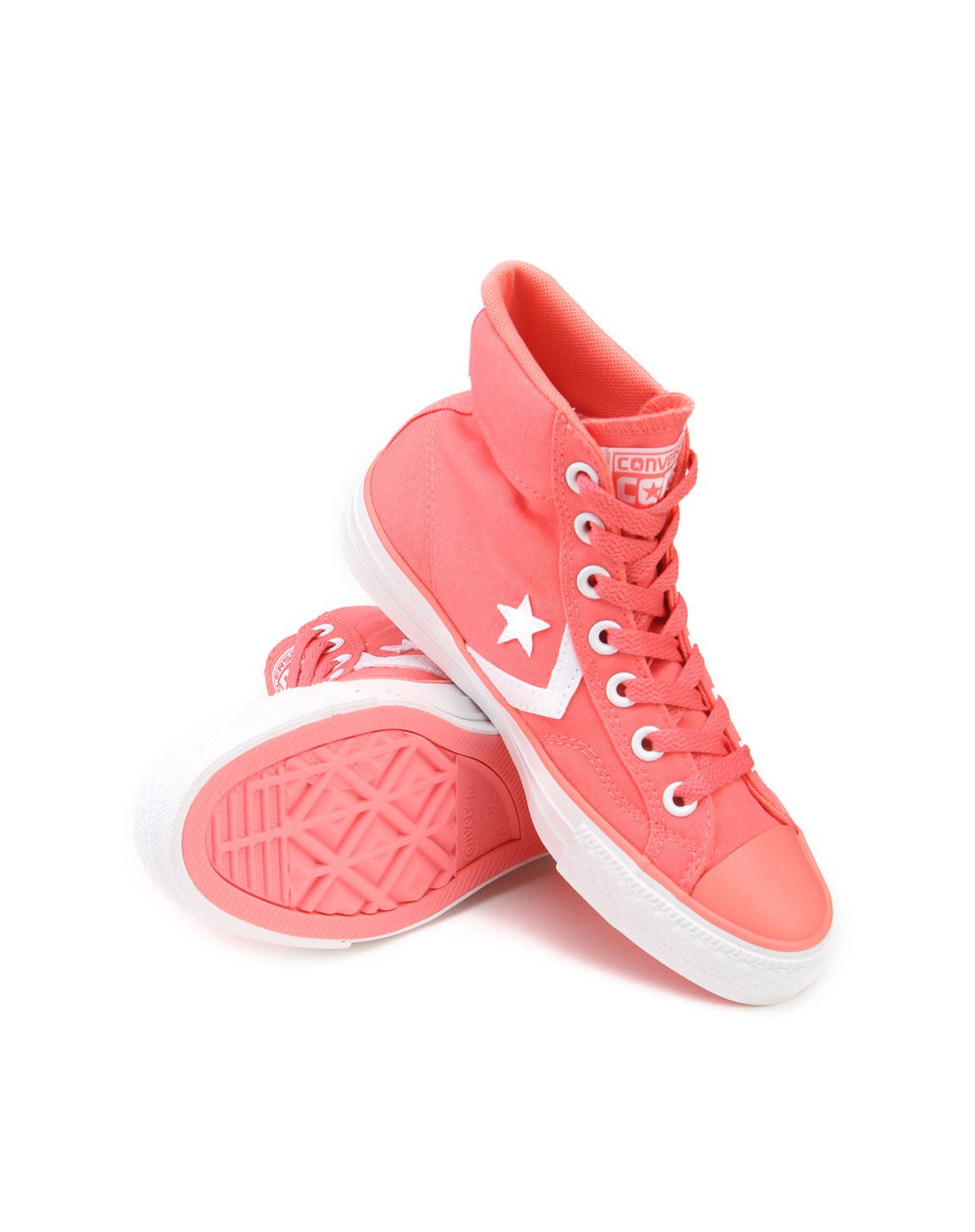 中性款粉色高帮帆布鞋 清新可人百搭