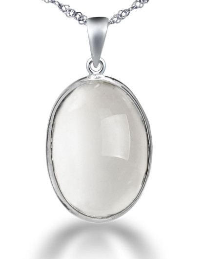 925银天然水晶吊坠-冰玉寒月光石椭圆形(赠项链一条)