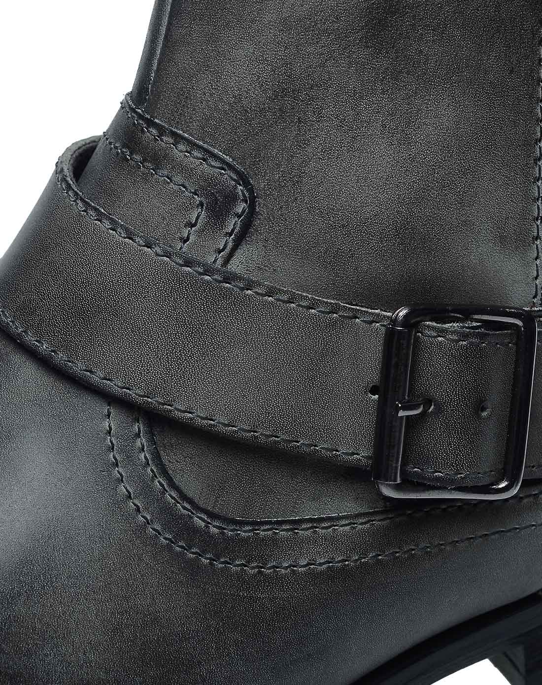 英国进口灰色搭扣拉链短靴