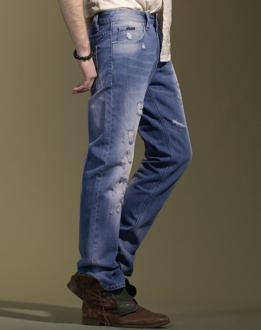 爱肯aiken牛仔男女男款天际蓝宽松小直筒牛仔裤22131-9a622301-812